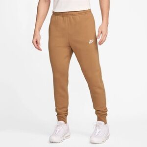 Nike‎ Men's Club Fleece Joggers Pants Flax Brown Small S BV2671-224 Swoosh Logo